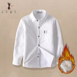 GFMY Children's Plush White Shirt Velvet Winter Fashion Boys' Blue Shirts School Warm Blouse Big Kids' Clothing 1 to12 Years