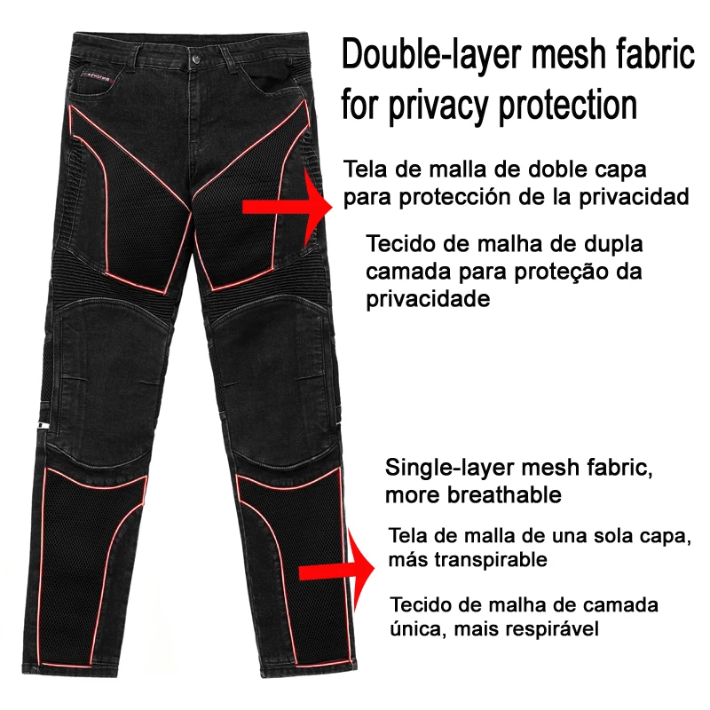 Motorcycle Kevlar Jeans Ventilation Holes Protection Motocross Mens Moto Pants Four Seasons Breathable Riding Gear TZ 032