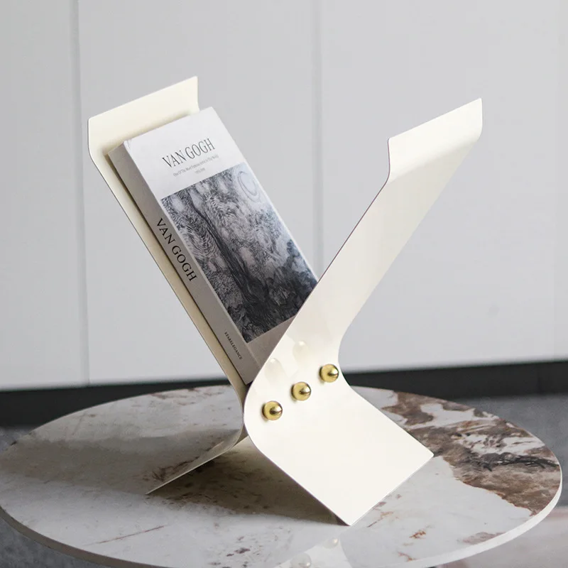 

Creative X-shaped metal bookshelf decoration model room study office desktop magazine storage display stand ornament