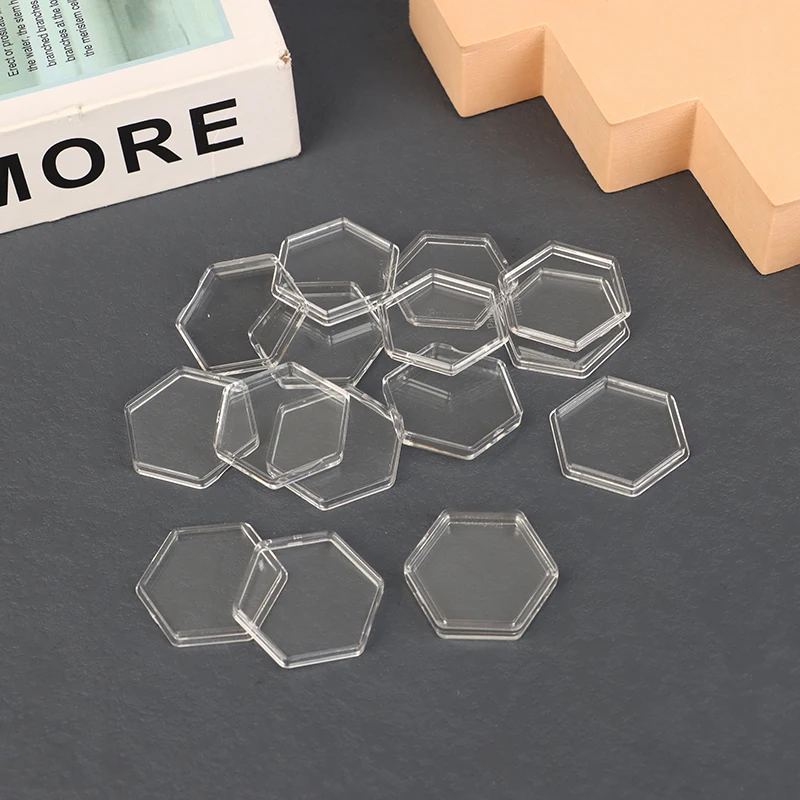 8 Pieces Hexagon Clear Plastic Acrylic Protector Containers Case For Token Collection Board Game Holder Boxes