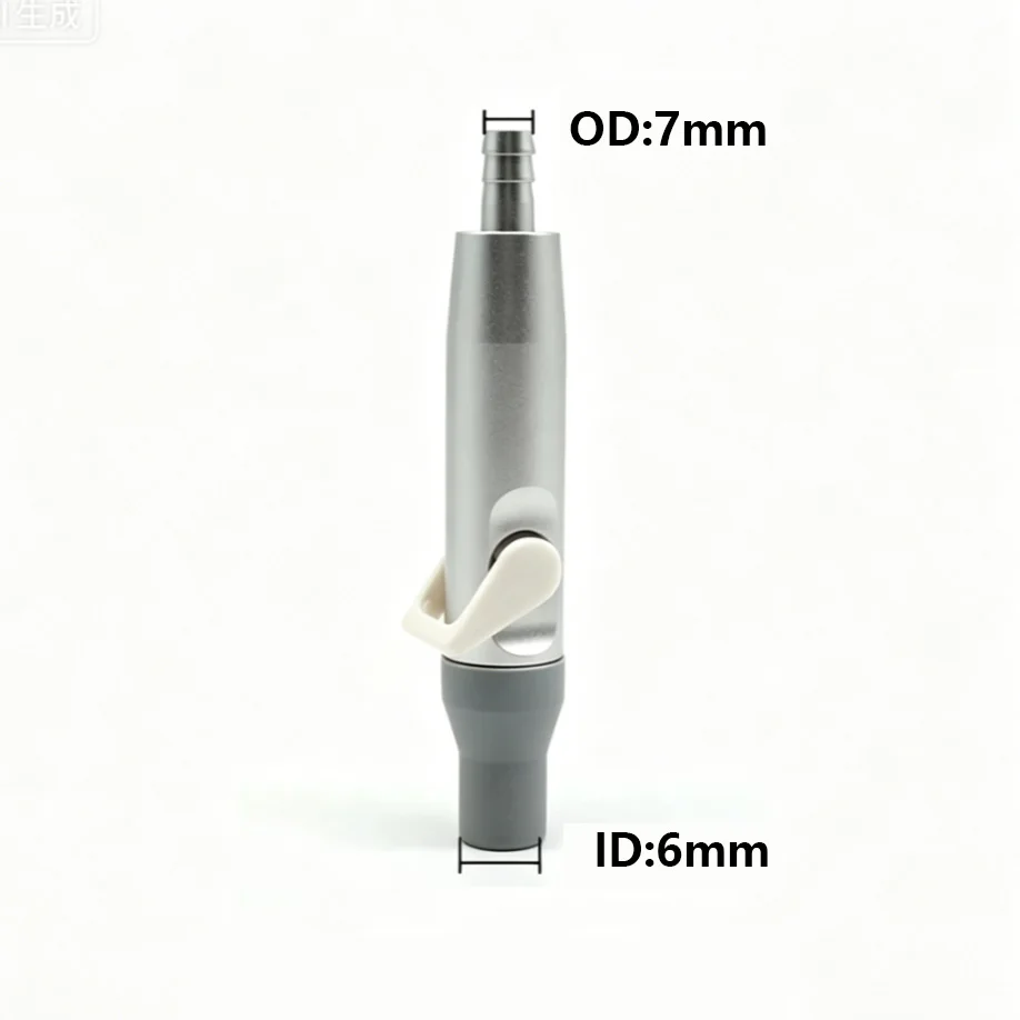 7 mm/8 mm zwak zuigend handstuk met grijze siliconen punt en siliconen hoes, instelbare zuigkracht tandartsstoelaccessoire