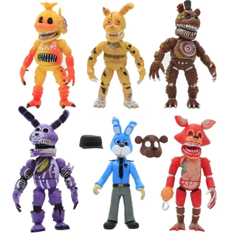 4/6pcs/set Anime Figure Mask Style Five Night At Freddy Fnaf Cute Bonnie Bear Can Glow Freddy Toys Gifts Action Figure Pvc Model