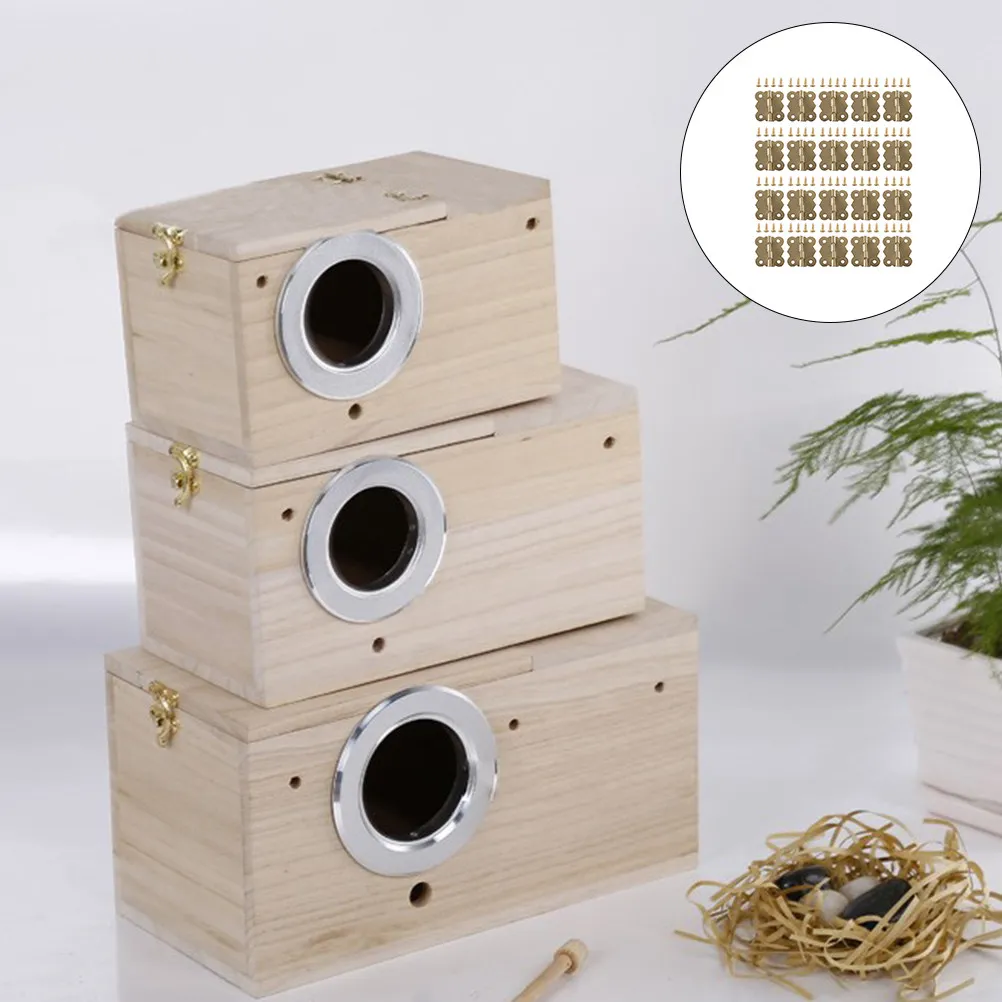 40Pcs Bird Nest Box Anti Bite Rings and Iron Hinges Durable Breeding Box Hardware Easy Install