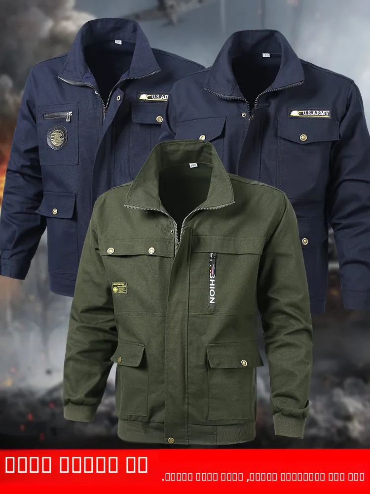 

Thiened Pure Cotton Work Jaet for Men Spring Autumn Long Sve Wear Resistant St Car Repair Labor Protection Coat