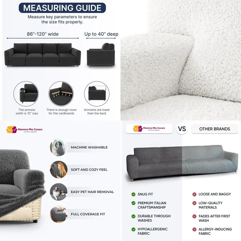 

Чехол для дивана - эластичный, моющийся, из полиэстера, для защиты от домашних животных - белый