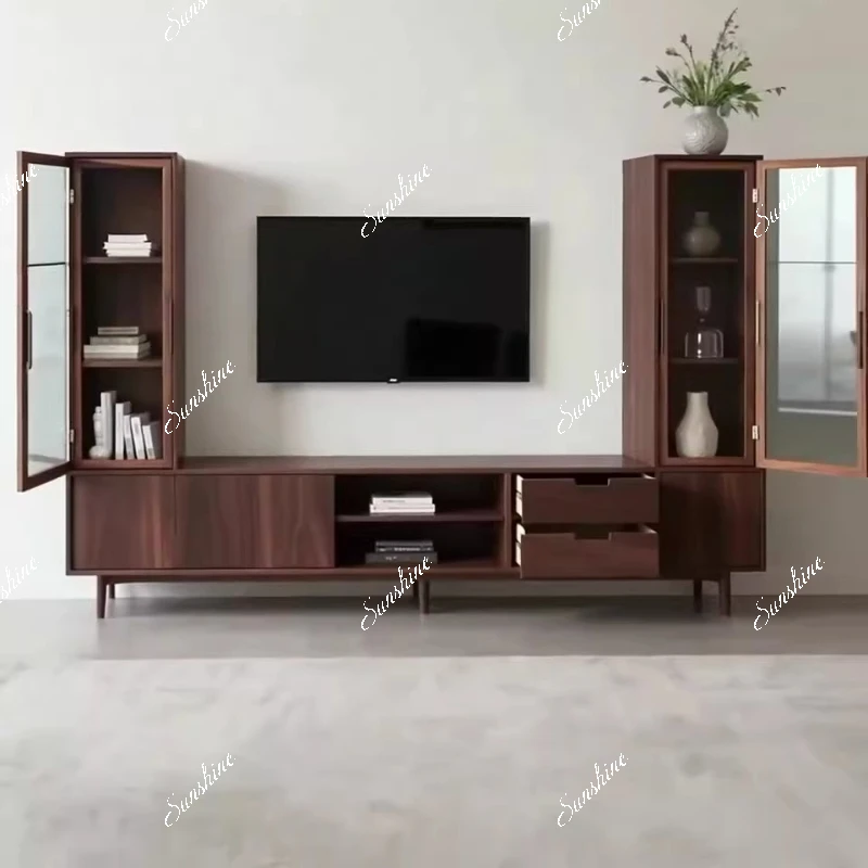 solid wood TV cabinet home living room floor TV storage cabinet