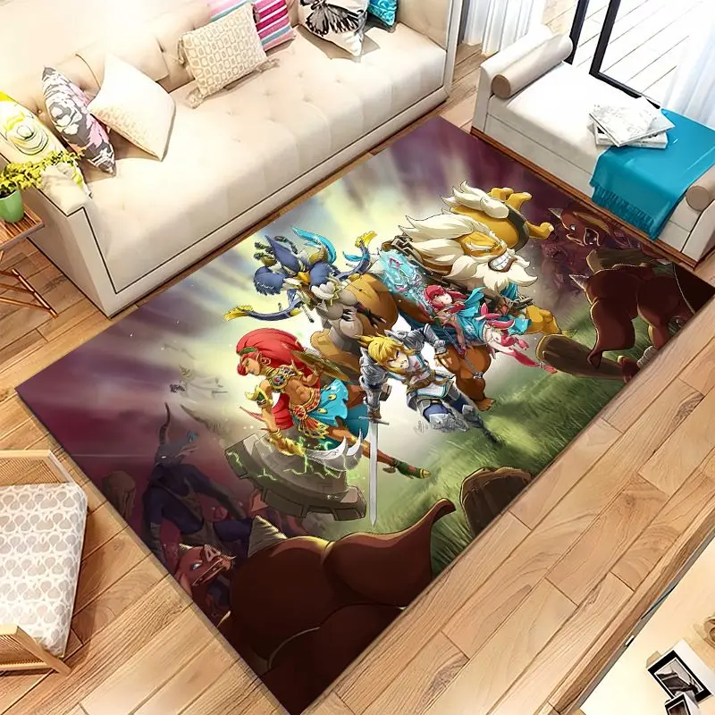Classic Game Z-Zelda Hylian Crest Link Non-Slip Large Area Rug for Living Room,Bedroom Playroom Carpet Mat for Sofa,Home Decor