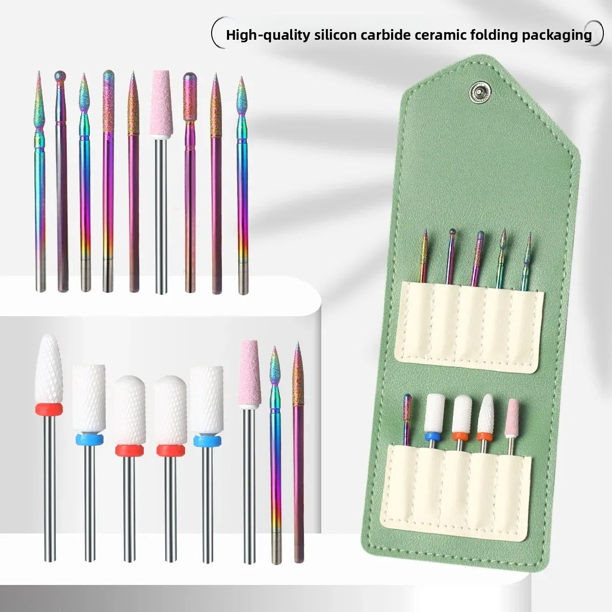 Salon Nail Grinding Bit Kit Tungsten Steel Cuticle Push Head Front Face Diamond Polishing Nail Drill Accessories Tool