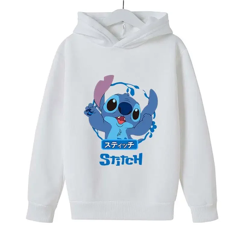 Sudaderas con capucha de dibujos animados de Disney Stitch para niños y niñas, sudadera de algodón para niños, Tops para bebés, jerséis para niños,