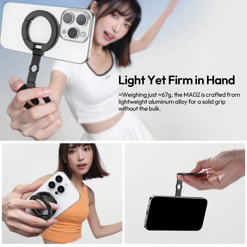 حامل هاتف مغناطيسي مزدوج أصلي Ulanzi MA02 MagLock قابل للطي لصالة الألعاب الرياضية والثلاجة ومدونات الفيديو والهاتف الذكي لقطة البث المباشر