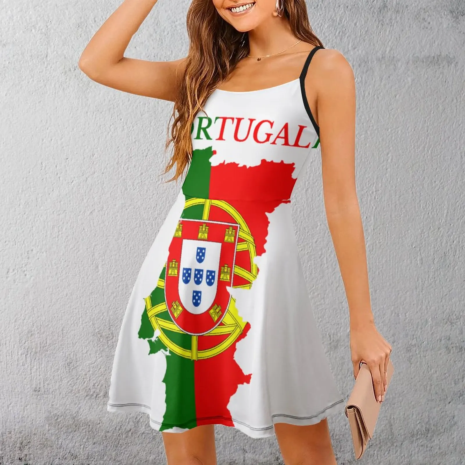 Sexy Portugal Flag Map Portuguese Portugal Women\'s Sling Dress Geeky  Clubs  Woman\'s Dress Suspender Dress Unique