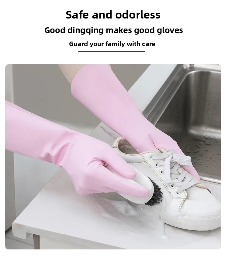 Reusable Thickened Nitrile Cleaning Gloves, Latex-Free Waterproof Household Gloves for Dishwashing & Laundry