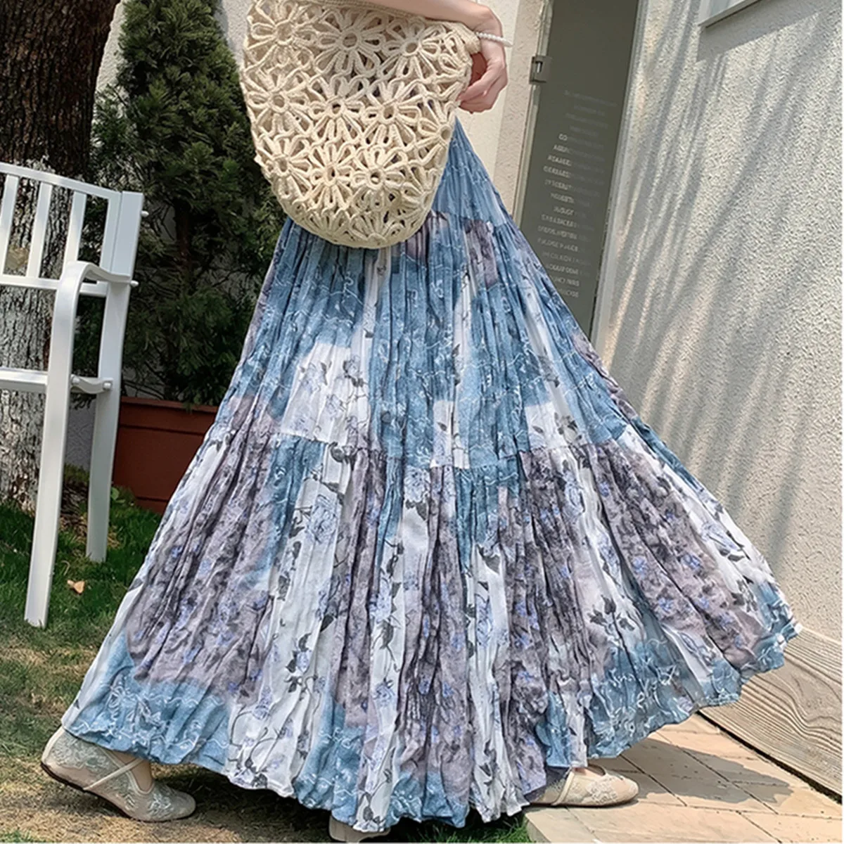 

Новая модная плиссированная юбка миди с принтом в стиле ретро-живописи для женщин, летняя, с высокой талией, облегающая, расклешенная, А-силуэт, длинная.