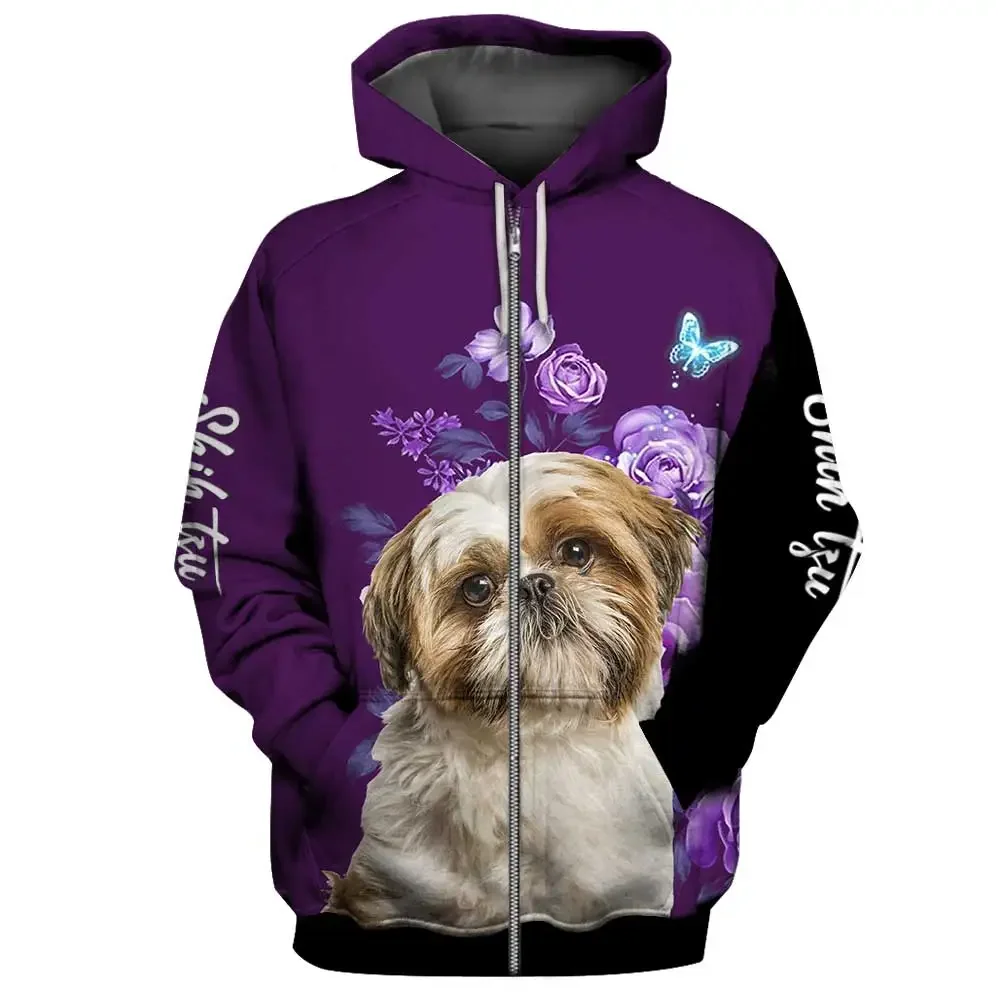 Fashion Chihuahua Puppy Zip Hoodies Animals Dogs Make Life Whole Hoodie Women Floral Graphic Tops Harajuku Sportswear Casual Top