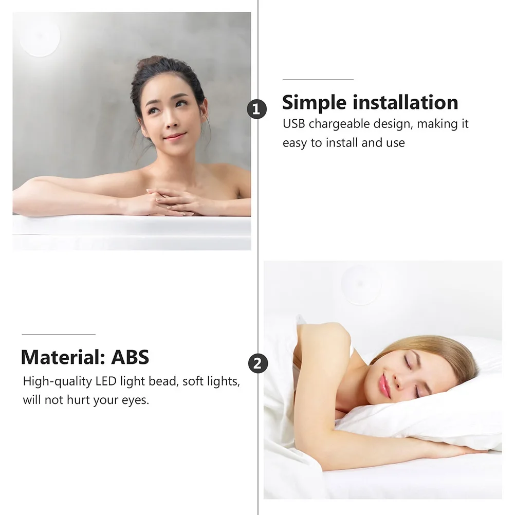 

2Pcs LED Human Body Induction Night Light Soft Comfort Eye Protection ABS Material Durable for Bedroom Stair Corridor Wardrobe