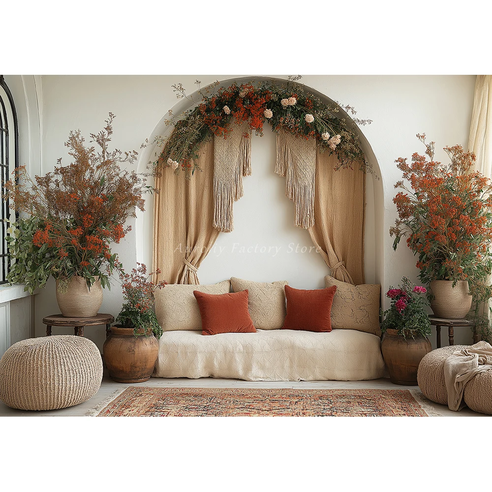 Boho Lover Valentine‘s Day Backdrop Bridal Shower Photography Props Arch Spring Flowers Cake Smash Kids Background Photo Studio