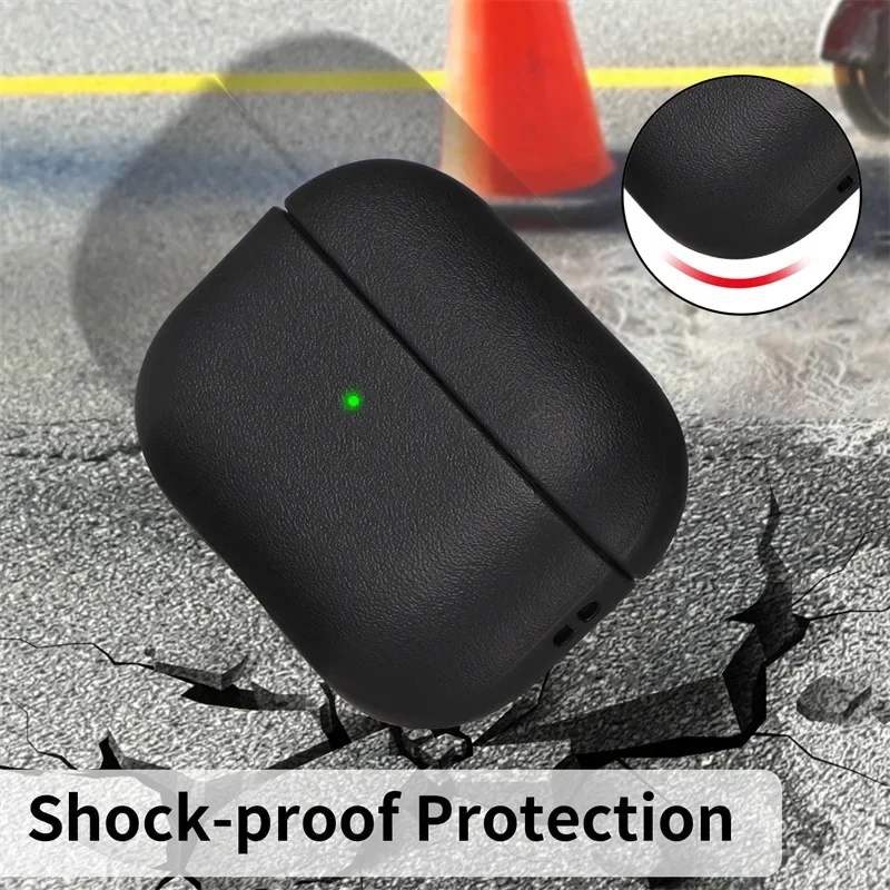 Leather grain Case For AirpPods Pro 2 For Airpods Pro 3 Case Airpods 4 3 Apple Bluetooth Earphone Accessories Protect Machine - view 3