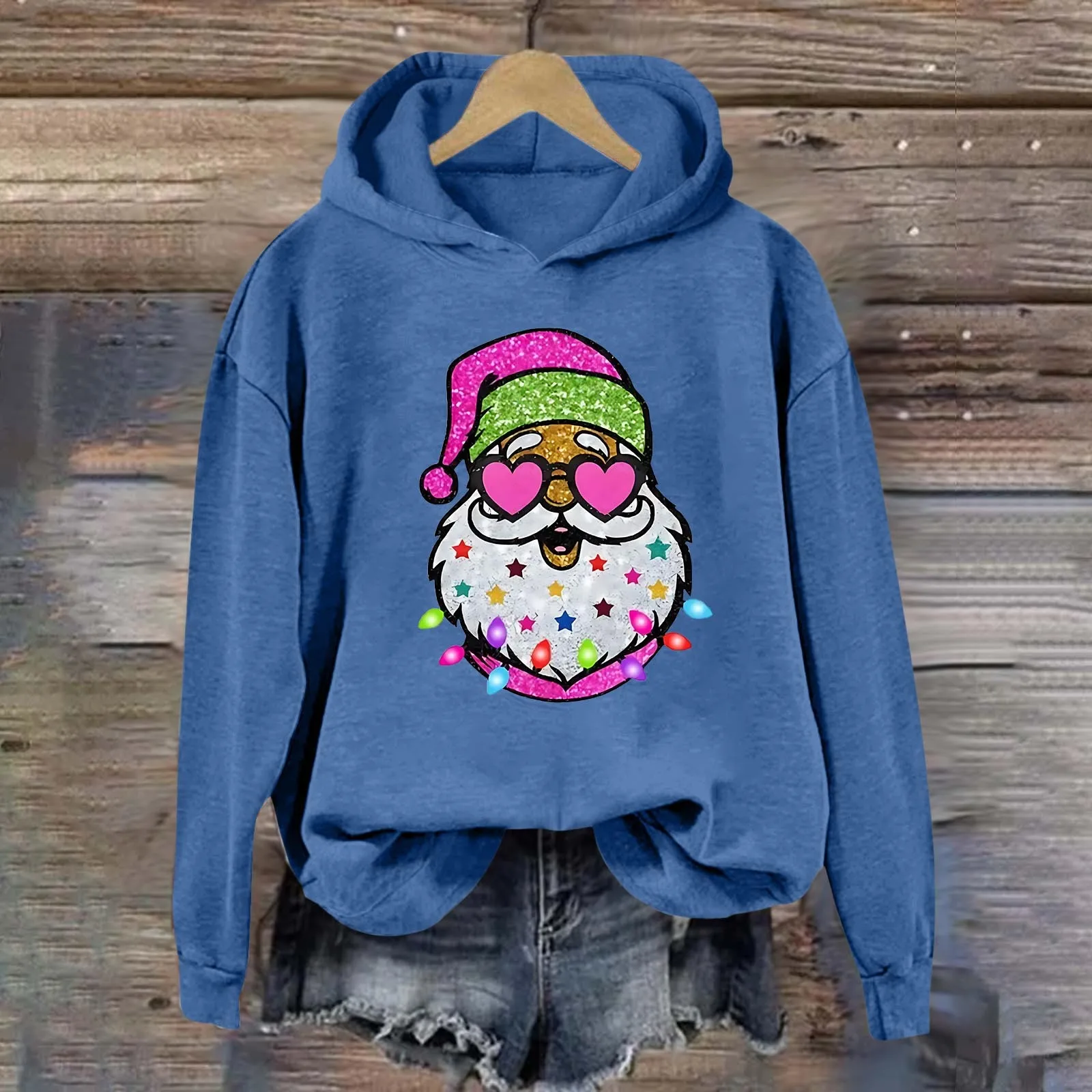 New Women's Christmas Print Hooded Pullover Street Long Sleeve Hoodie Womens Lightweight Zip Pullover Sweatshirt for Men Hoodie