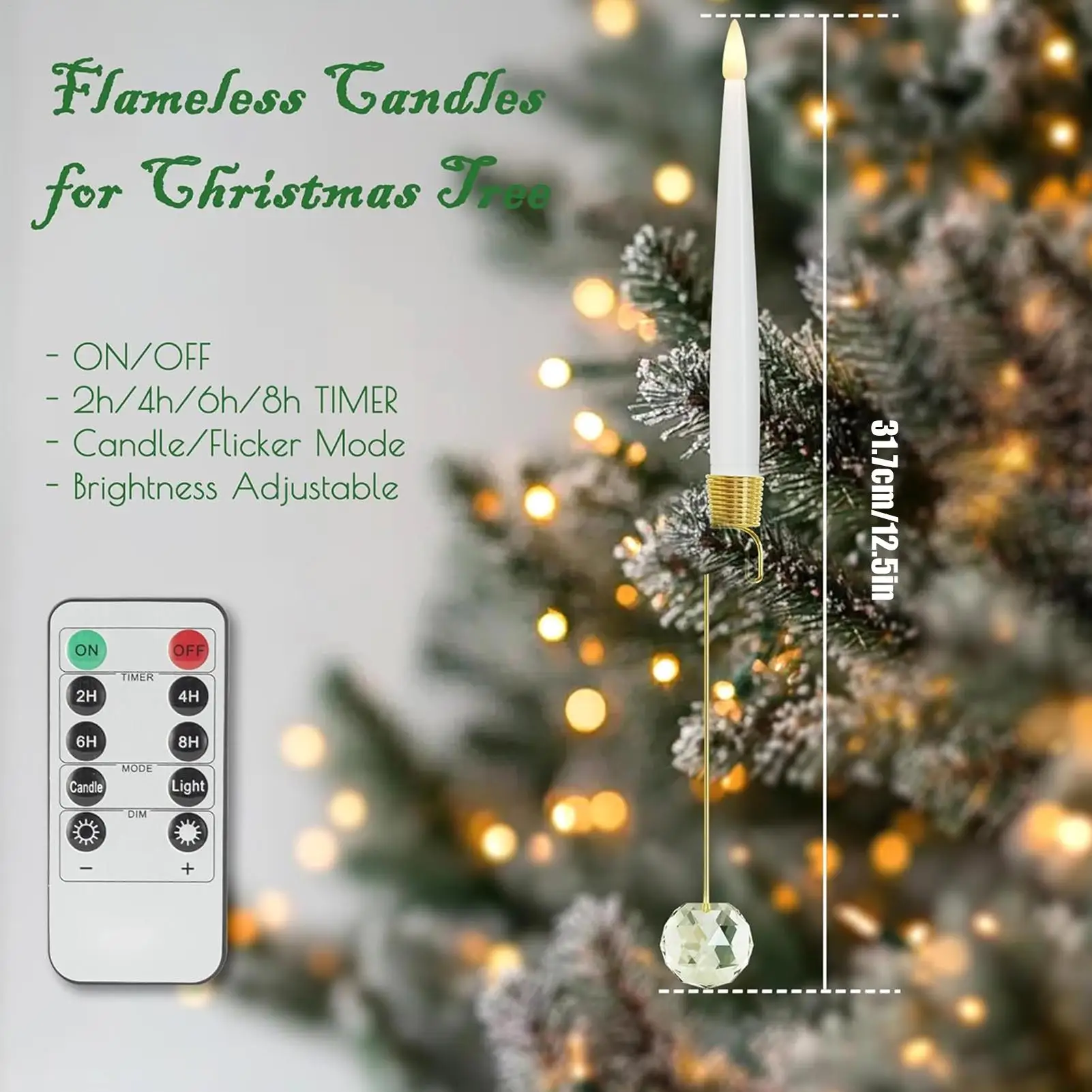 Christmas Tree Candles With Remote Flameless Taper Candles With Remote For Christmas Tree Decor 6 Piece Flameless LED With Pearl
