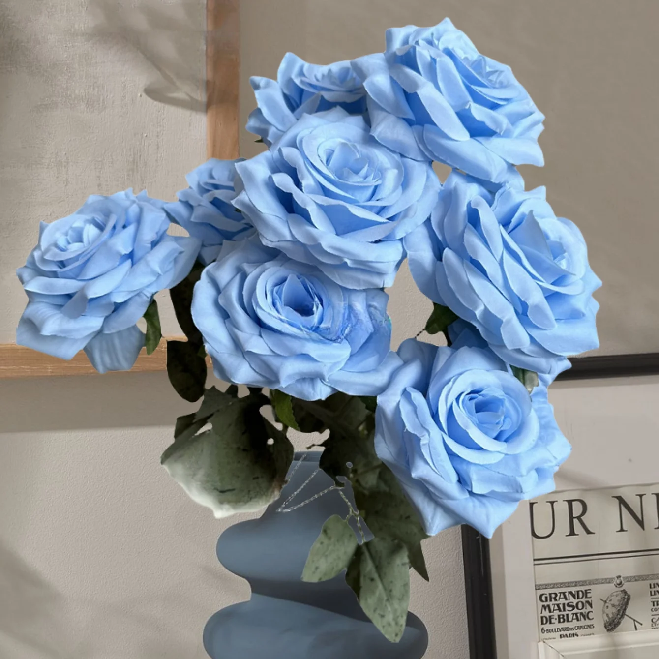 Large 9 Heads Roses Artificial Silk Flowers 18.9in Long Stems Bouquets For Wedding Decorations Bridal Floral Party Table Decor