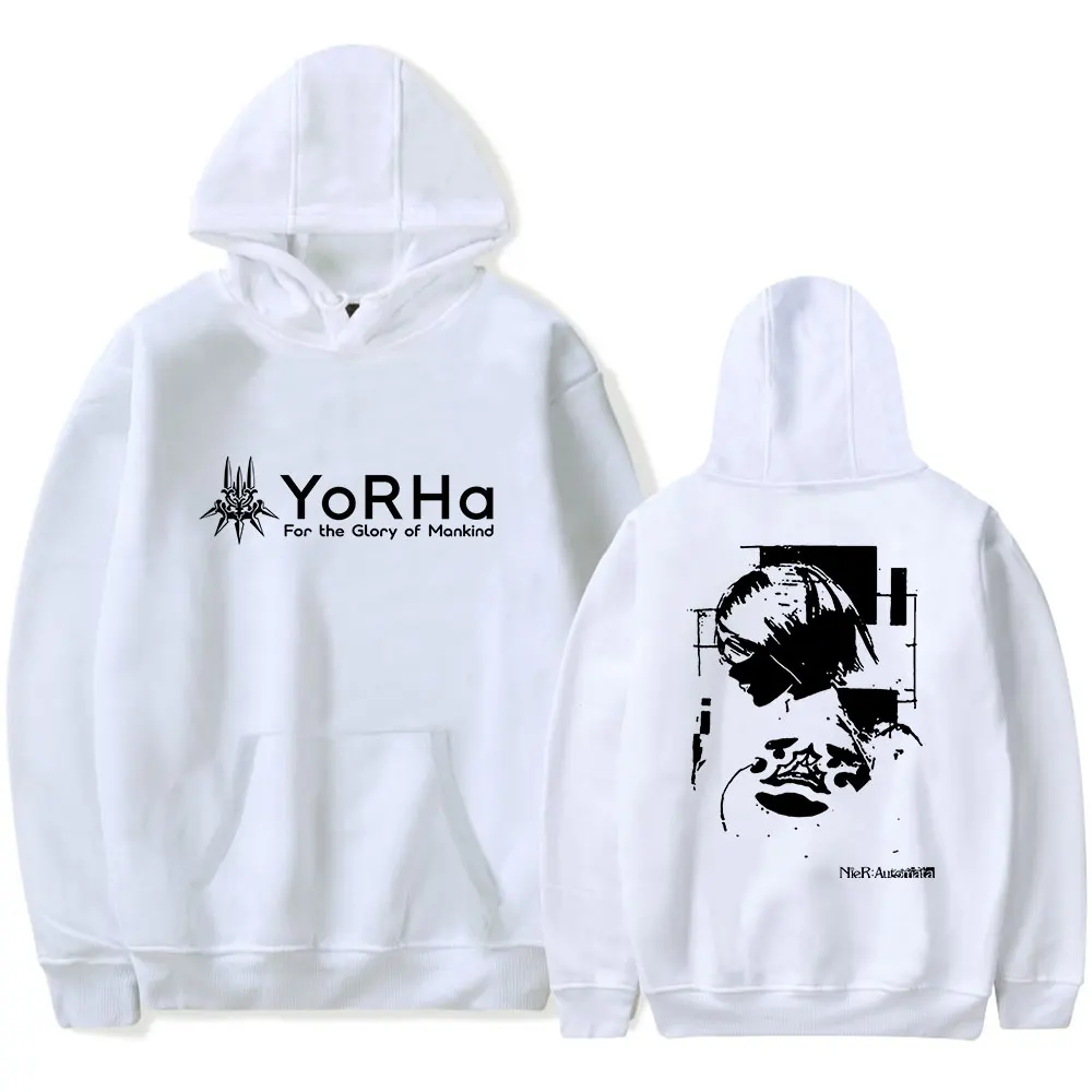 YK2 NieR Automata 2B YoRHa هوديس جديد خمر ميرش مقنعين النساء الرجال ملابس الشارع الشهير موضة بلوزات الملابس #1