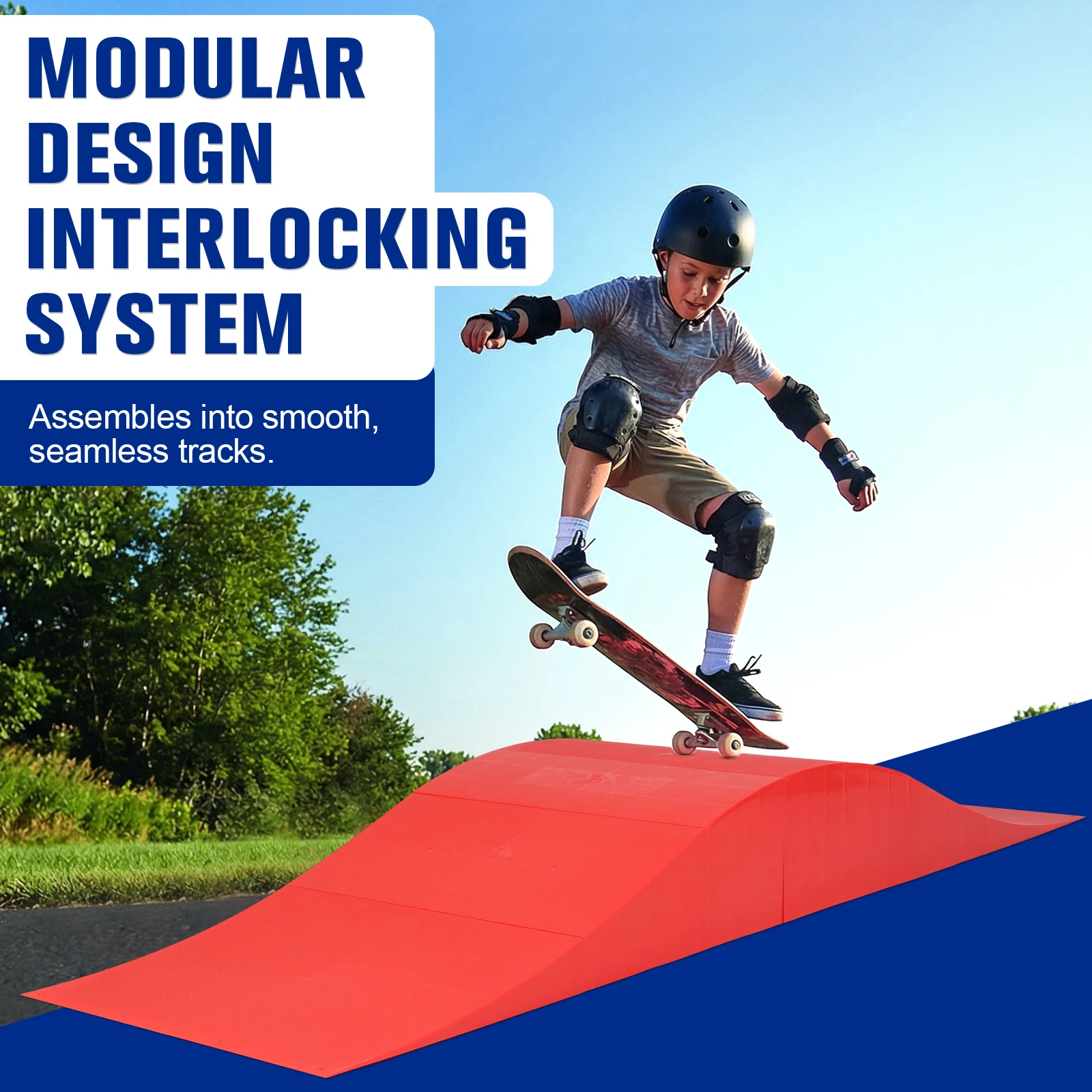 

Modular Wave-Style Ramp 70 Inches Long with Load Capacity of 330lbs Multiuse Sports Ramp for BMX Roller Skating Teens