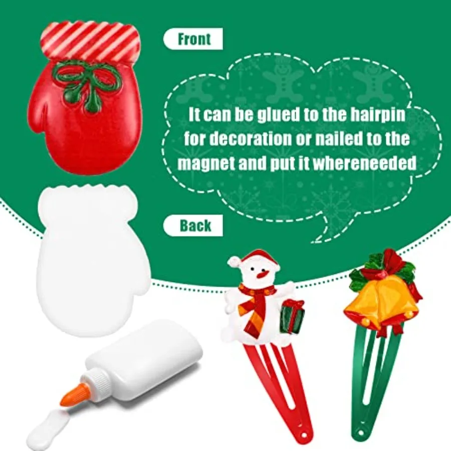 100 piezas de dijes de resina navideña para manualidades, cuentas de limo con parte posterior plana, suministros de resina, Mini adornos navideños, manualidades decorativas