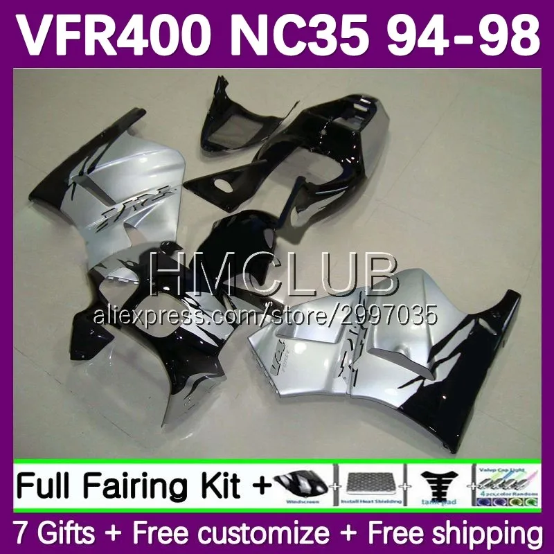 Fairing For HONDA VFR400 RVF VFR 400 R 400R CC black silver 1994 1995 1996 1997 1998 43No.16 VFR400R RVF400R NC35 94 95 96 97 98