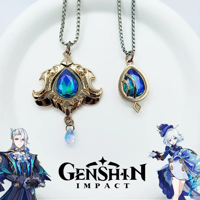 Game Genshin Impact Fontaine Furina Neuvillette Cosplay Necklace Unisex Pendant Choker Jewelry Accessories Gifts