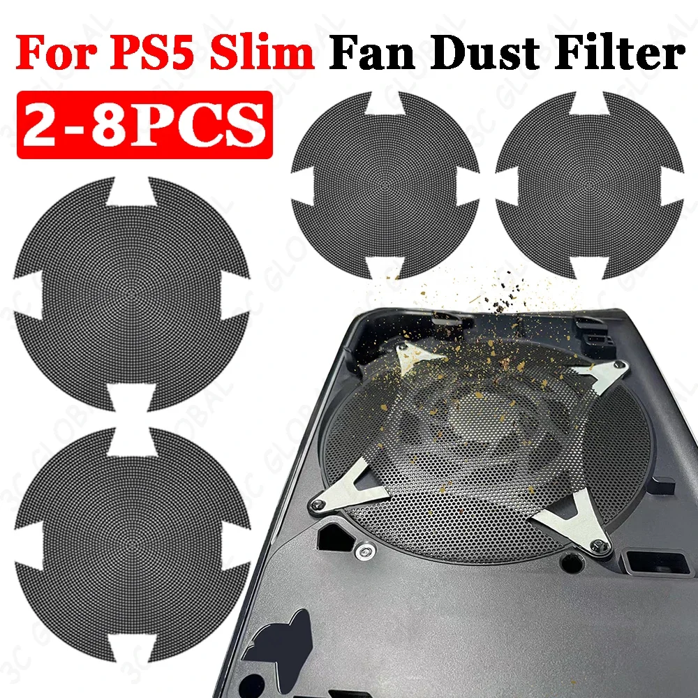 2-8PCS Anti-Dust Fan Cover For PlayStation 5 Slim Fan Dust Filter Breathable Ventilation Cooling Fan Dust Mesh For Sony PS5 Slim