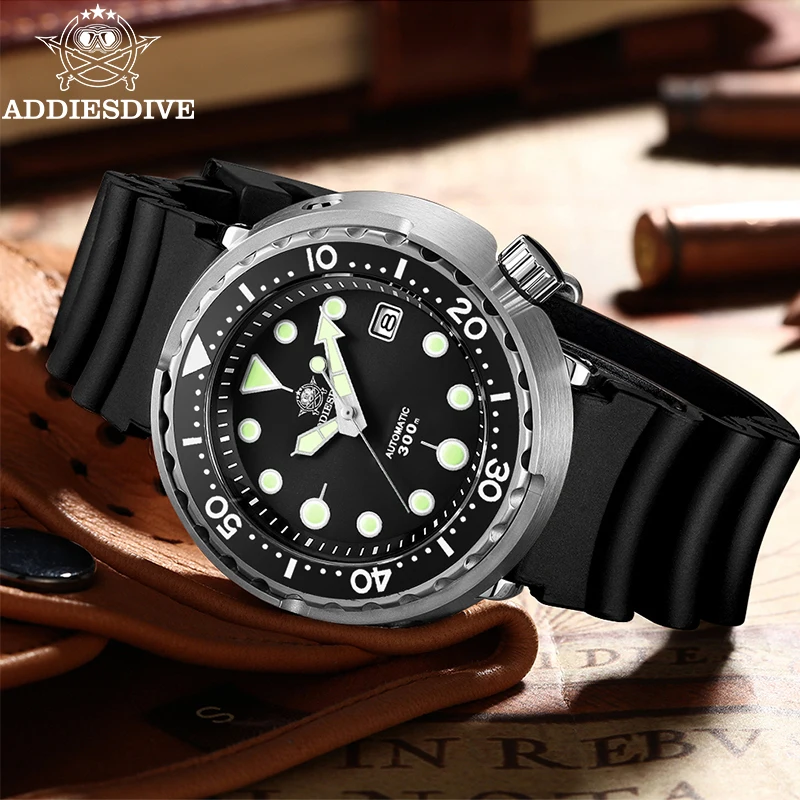 ADDIESDIVE NH35 Automatic Mechanical Watch Stainless Steel Ceramic Bezel Waterproof 300M Dive Watches Sapphire Leisure Men Watch