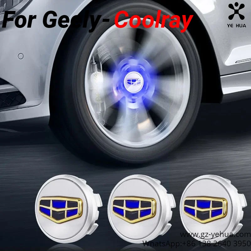 For Geely Coolray 2018-2021 BinYue Illuminated Emblem Wheel Hub Cover Light Accessories for Vehicles Wheel Center Cap Wheels