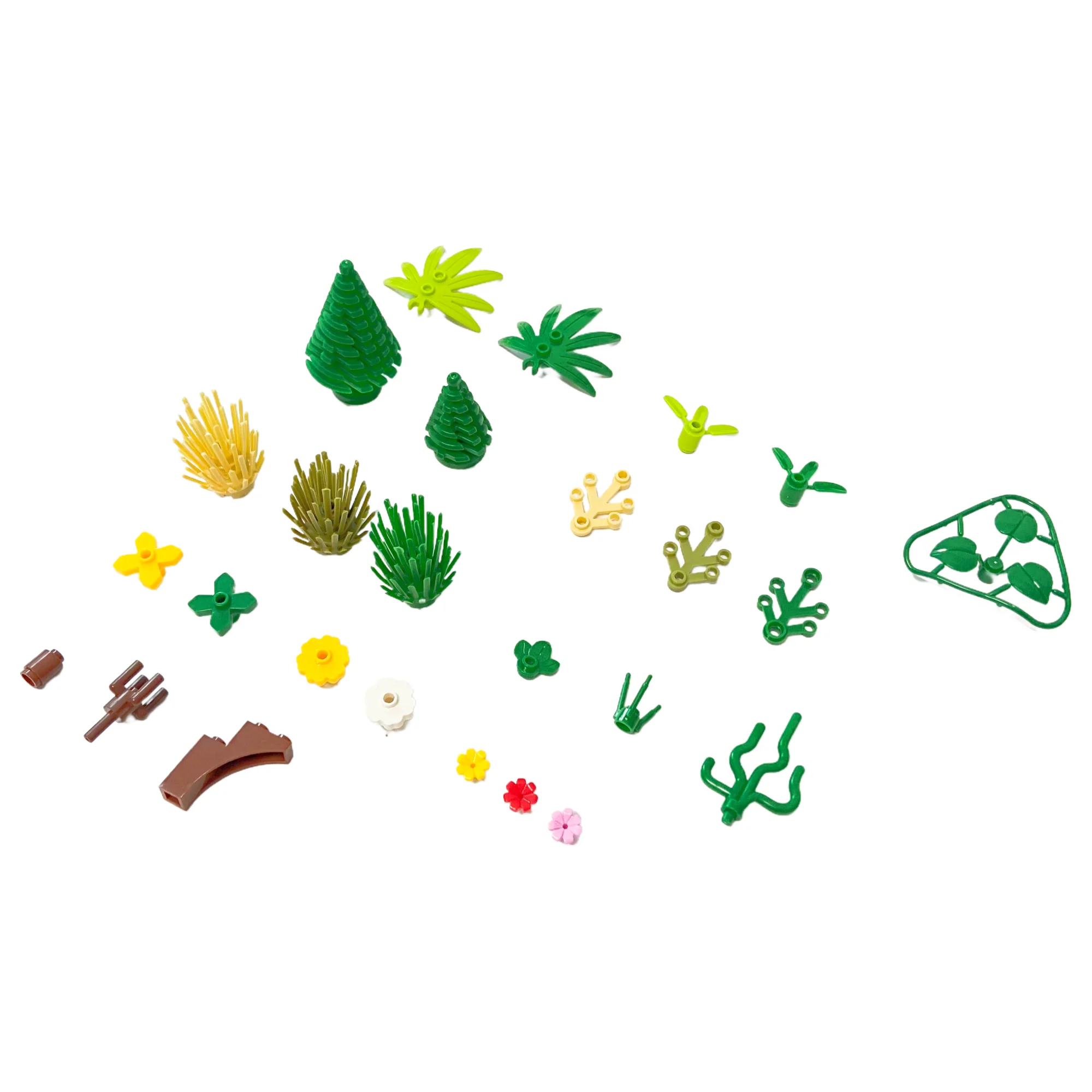 100g Plants Building Blocks DIY Toys Leaves Grasses Pine Trees Bamboo Flowers Multi-scene Construction Practical Accessories