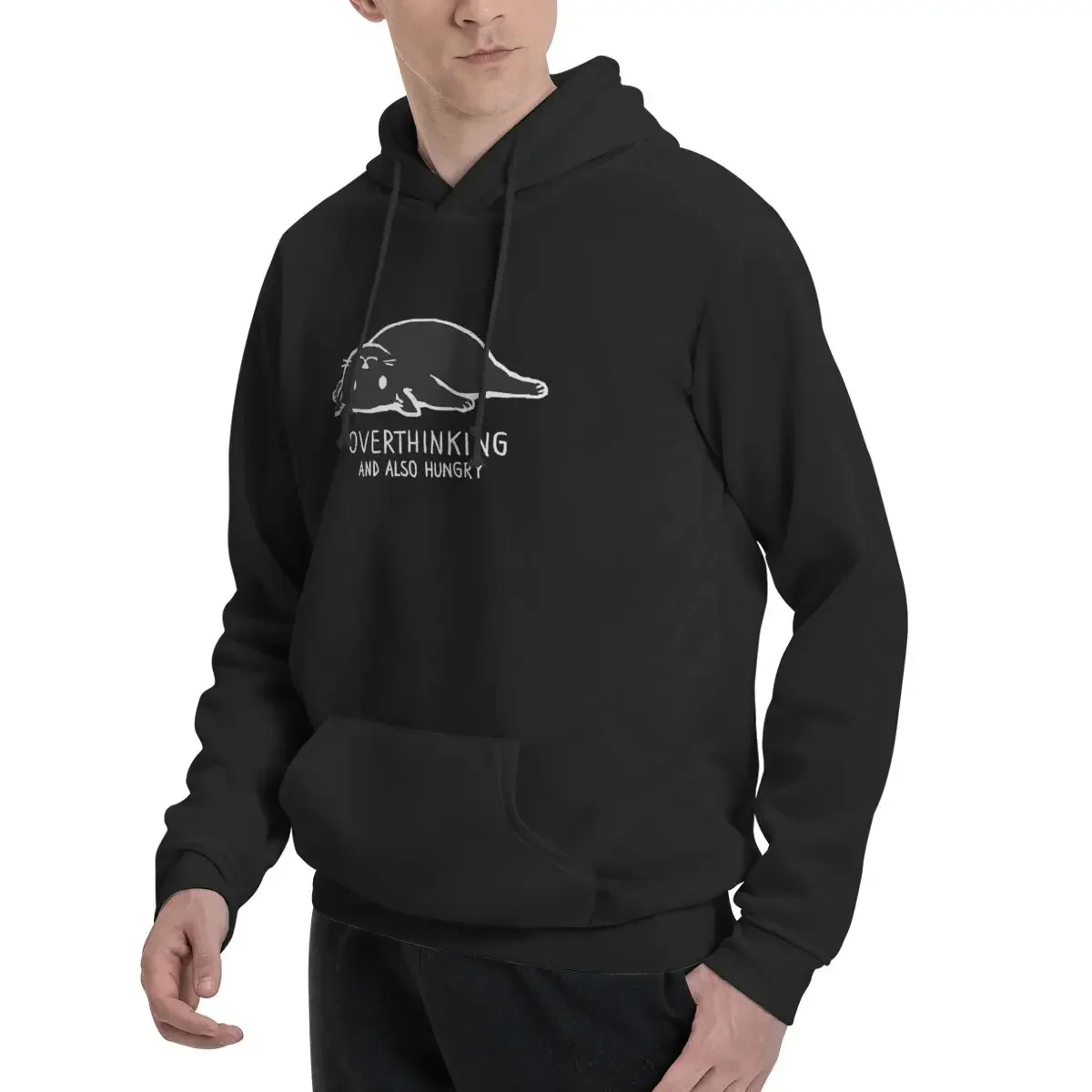 Overthinking And Also Hungry Hoodies Men's Women Casual Pullover Sweatshirt Hip Hop Long Sleeve Hooded Autumn Winter