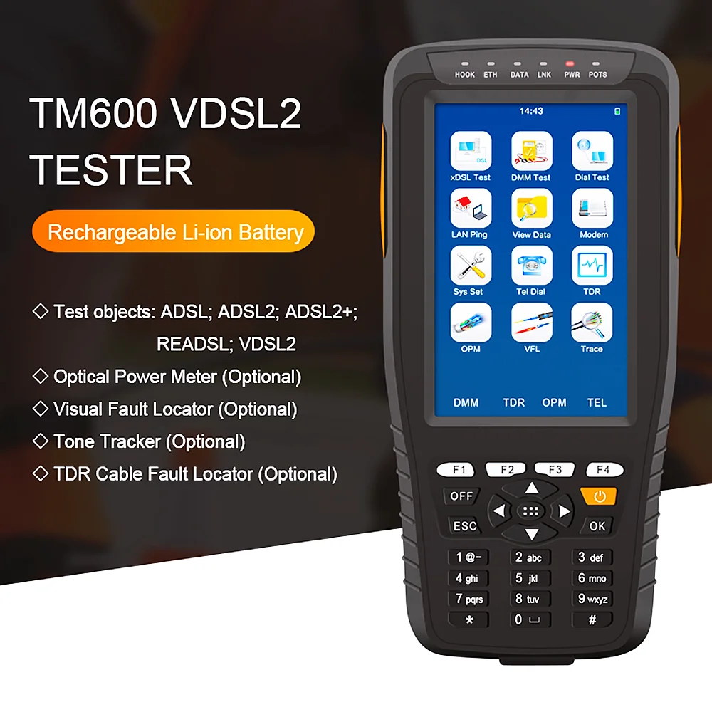 Handheld ADSL ADSL2+ VDSL VDSL2 XDSL WAN LAN Tester DMM OPM VFL Tone Tracker TDR Cable Fault Locator All-in-one Instrument