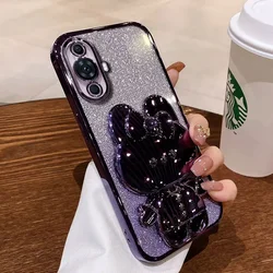 Luxury bracket Case For Huawei Nova11 Glitter Mirror Rabbit Holder Case for Huawei Nova 11 12 10 9 SE pro 11i 8 Shockproof Cover