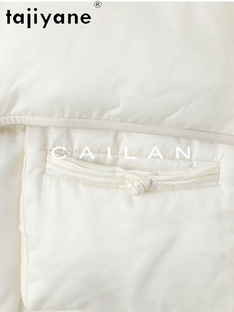 TAJIYANE 90% Goose Down Jacket Woman Elegant Mink Fur Collar Coat Short Silk Puffer Jackets 2025 Winter Women Clothes пуховик