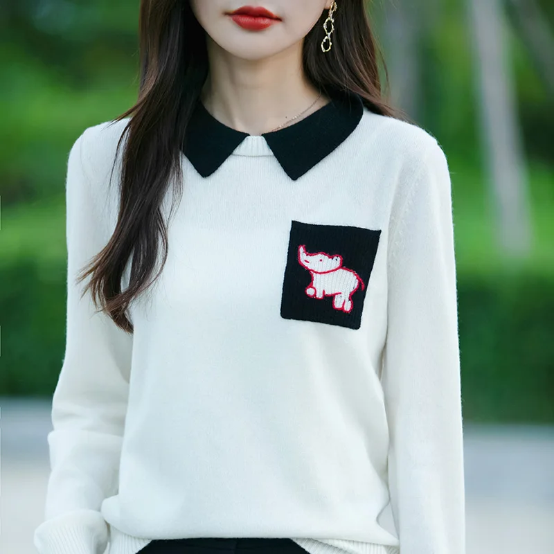 2024 Cashmere Pullover Fashion stripe Sweater Long Sleeve Knitwear Soft Cashmere sweater Women