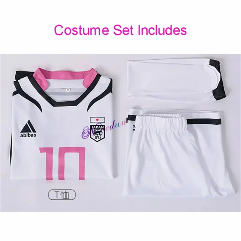 U20 اليابان الأزرق قفل أنيمي تأثيري حلي شعر مستعار باشيرا SAE Shidou Iku كرة القدم كرة القدم الأبيض جيرسي تي شيرت السراويل فريق موحد E