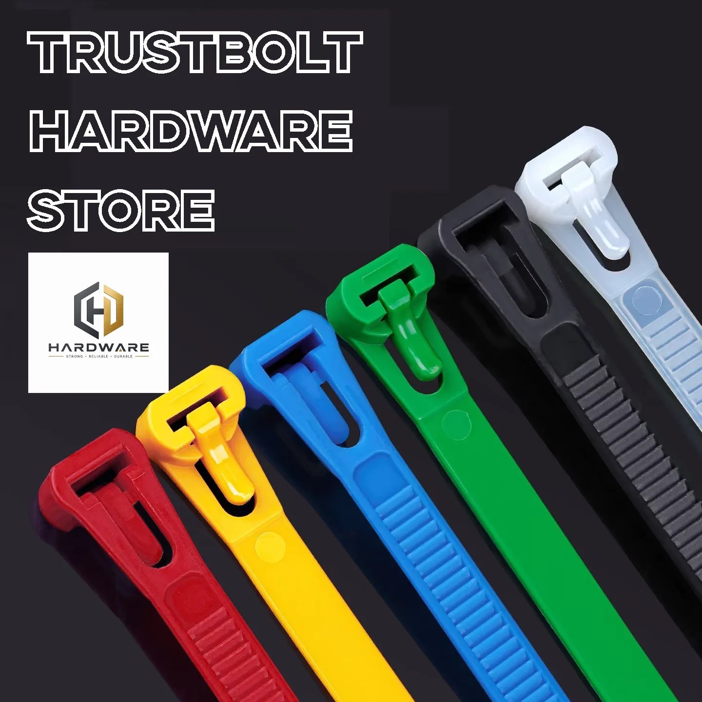 100 Reusable Cable Ties, Cable Lock Loop Nylon Ties Removable, Recyclable, Mixed Colours, Black, White