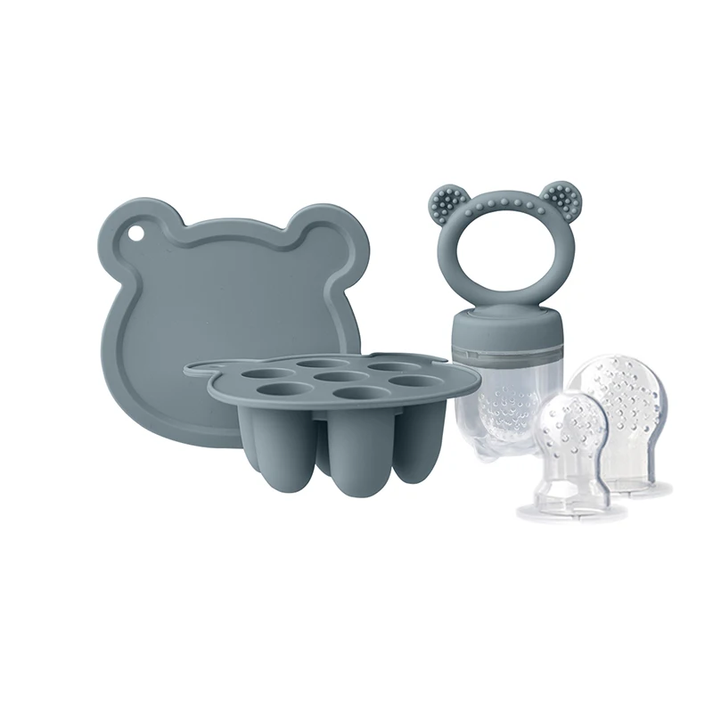 Silicone Baby Fruit Feeder with Freezer Tray BPA-Free Breast Milk Ice Pop Mold for Teething Babies - Easy to Clean Freezer-Safe