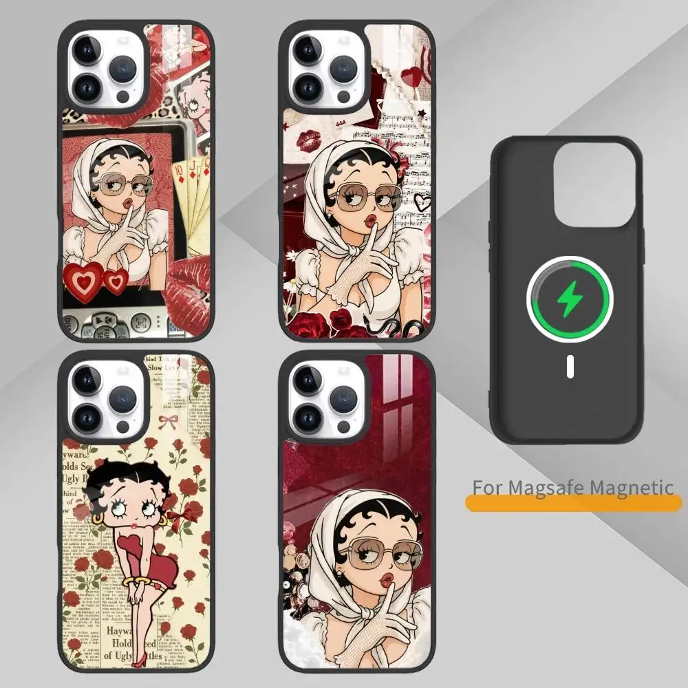 

Cartoon H-Betty HOT B-Boop Phone Case For iPhone 17,16,15,14,13,Pro,Max,Plus,Magnetic For Magsafe Wireless Charging