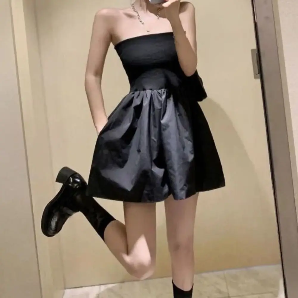 

Soft Sleeveless Strapless Jumpsuit Shorts Baggy Retro Chest Hugging Pants Skirt Ins Style Wide Leg High Waisted Clothing Lady