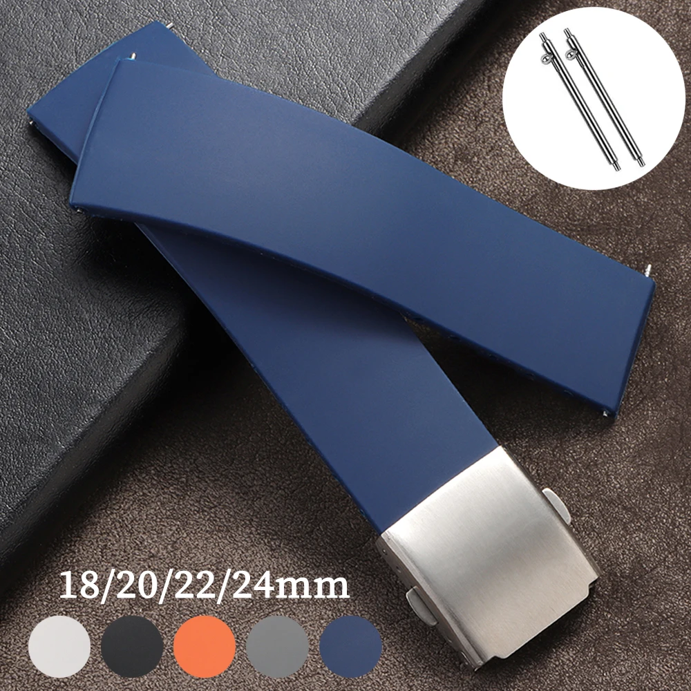 Soft Silicone Strap 18mm 20mm 22mm 24mm Universal Rubber Watch Band for Swatch for Omega Sport Wristband Quick Release Bracelet