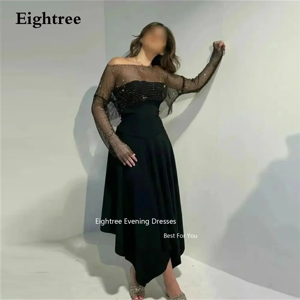 

Eightree Black Prom Dresses Modern Satin Mermaid Long Formal Evening Dresses Robes De Soirée 2023 Party Grown Saudi Arabia