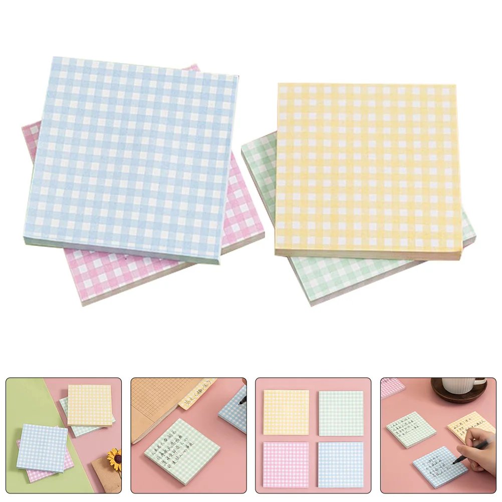 مفكرة لطيفة مع خطوط شبكية، وسادات مذكرة لاصقة قابلة لإعادة الاستخدام لتذكير الرسائل، منظم مكتب المكتب، وسادات ملاحظات صغيرة #1