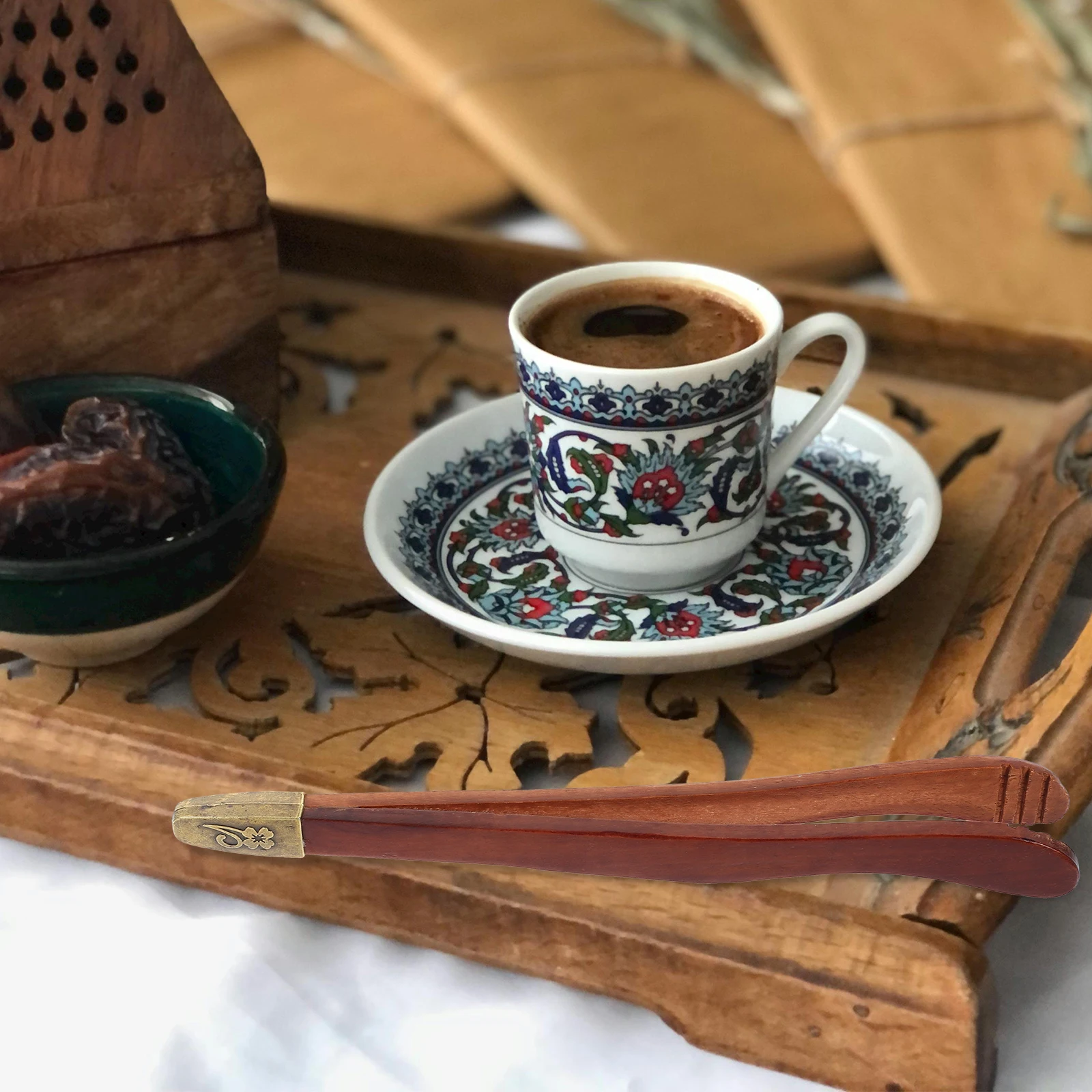 

Tea Clip Wooden Cup Clamp Anti-Scald Non-Slip Textured Head Home Travel Office Tea Art Accessories Anti-Scald Cup Clip