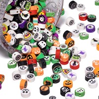 100pcs Random Halloween Style Polymer Clay Beads For Jewelry Making DIY Accessories Handmade Halloween Party Decoration Gifts