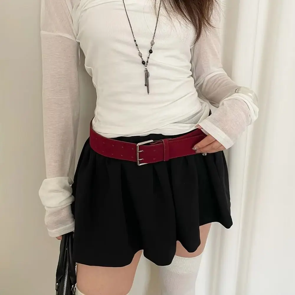 

Fashionable Korean Women's Belt Double-Breasted Y2k Wide Waist Belt Niche Suede Dress Jeans Belt Girls