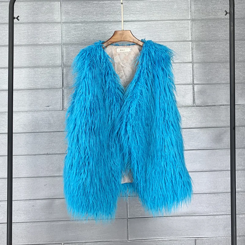 2022 Nieuwe Mode Herfst Winter Imitatie Wollen Vest Vrouwen Warm Vest Vrouwen Jas Namaakbont Vest